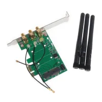 Mini PCI-E To PCI-E อะแดปเตอร์แปลงสำหรับเดสก์ท็อป1X พร้อมเสาอากาศสามเสาสำหรับการเปลี่ยนเครือข่ายไร้สาย Wifi การ์ด