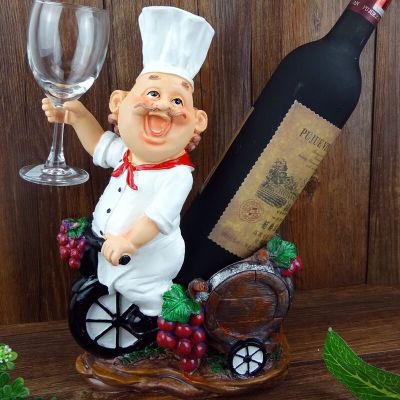 Resin Chef Wine Rack Wine Stand Cook Wine Bottle Holder Home Wine Ornaments Shelf Crafts Rack Shelf for Party