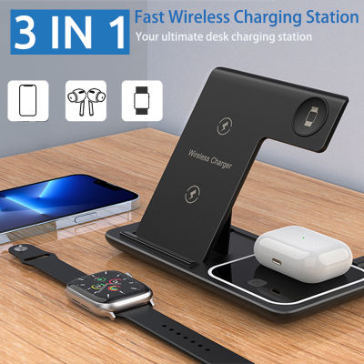 3 In 1 Wireless Charger 15W พับได้ Fast Charging Station สำหรับ Pro 14 13 Pro Max 12 11 8 Plus Samsung