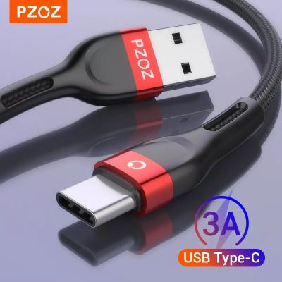 สาย USB Type C PZOZ สายชาร์จเร็วดาต้าคอร์ด USB สาย C ยาว2เมตร3M สำหรับ Samsung Mi Redmi Xiaomi โทรศัพท์มือถือ USB C TypeC