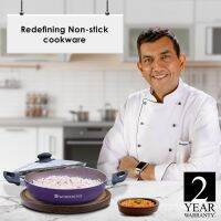 Wonderchef Valencia Non-Stick Kadhai with Glass Lid | Induction Friendly | Cool Touch Bakelite Handles | Pure Grade Aluminium| PFOA Free | 2 litres Capacity | Size 24 cm Kadai | 1 Year Warranty | Purple