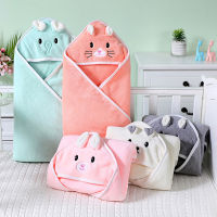 Organic Cotton Hooded Baby Towel Newborn Kids Bathrobe Super Soft Bath Towel Cartoon Ears Sleeping Swaddle Wrap For Boys Girls