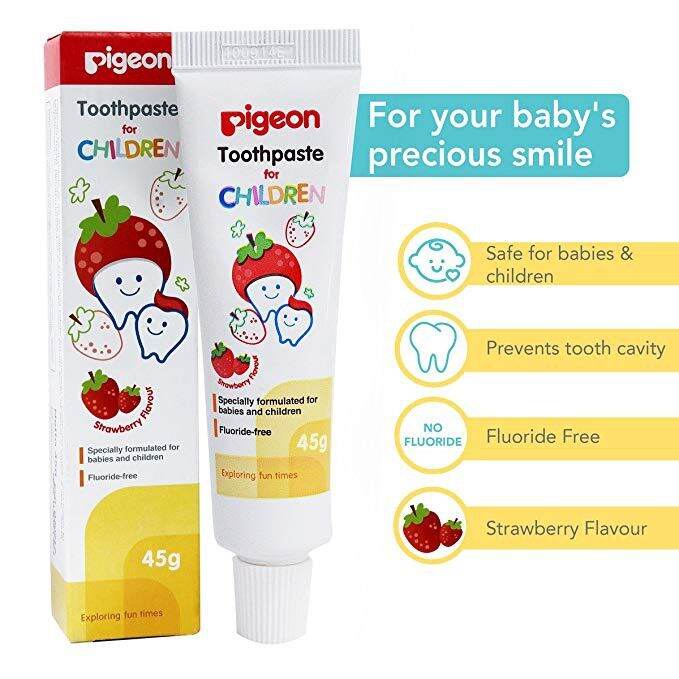 PIGEON Toothpaste for Children 45g (Strawberry flavour) Fluoride Free ...