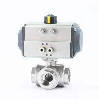 1-1/4" Three-Piece High Platform Pneumatic Three-Way Ball Valve With Stainless Steel Internal Thread T Type L Type Ball Valve