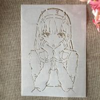 A4 29 ซม.อะนิเมะ Zero 2 Darling ใน FranXX DIY Layering Stencils ภาพวาดสมุดภาพสี Emboss อัลบั้มตกแต่งแม่แบบ-hsdgsda