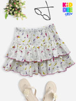 KiddeeCrew กระโปรงเด็ก   กระโปรงสั้นครีมลายนางเงือกชมพูเหลือง Cream short skirt, mermaid pattern, pink, yellow เหมาะสำหรับอายุ 2-10 ปี