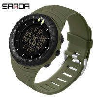 SANDA Luxury Large Dial Outdoor Leisure Sports Electronic Watch LED Luminous Waterproof Men Watch Silicone Strap Reloj de hombre