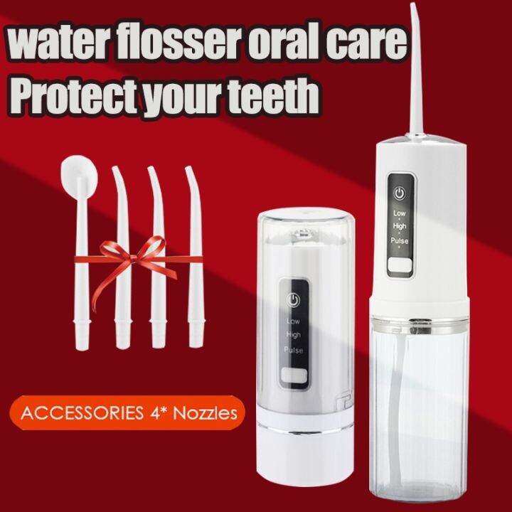Waterpik Water Flosser Oral Care Dental Water Flosser with 4 Heads 250ml Three Vibration Modes