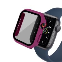 เคสกระจก + เคสสำหรับ Apple Watch 8 7 45มม. 41มม. 44มม. 40มม. อุปกรณ์เสริมกันชนขอบตรง IWatch Series 4 5 SE
