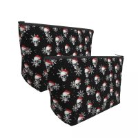 Grunge Skull Santa Zipped Storage Organizers Gothic Snowflakes For Necessaries Multi-Purpose Makeup Bag For Girls Cosmetic Bags