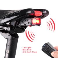 Bicycle Rear Light With Anti-theft Alarm USB Charging Wireless Inligent Remote Control LED Tail Lamp Bike Horn Siren Warning