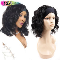 Afro Kinky Curly Headband Wig 14inch Short Pixie Cut Wigs Synthetic Curly Wig With Ice Headband For Women Organic By IZA Beauty