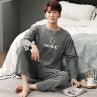 Autumn Winter Men Cotton Pajamas Set Fashion Casual Striped Patchwork Sleepwear Suit Home Clothes Loose Home Wear Plus Size 4XL