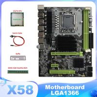 X58 Motherboard LGA1366 Computer Motherboardsupports DDR3 Server Memory With X5670 CPU+DDR3 4GB 1066Mhz RAM+Switch Cable