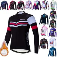 ZZOOI Thermal Fleece Cycling Jersey Women Long Sleeve Winter Cycling Clothing Tops Warm Bicycle Shirt Windproof Cycling Jacket Maillot Men