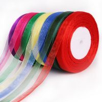 1pc 45meters/roll 12mm Organza Satin Ribbons DIY Wedding Christmas Handmade bowknot Decoration Webbing Crafts Gift Gift Wrapping  Bags