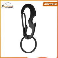 ตะขอเกี่ยวพวงกุญแจหัวเข็มขัด Carabiner หัวเข็มขัดเหล็กอุปกรณ์เสริมกลางแจ้งสีดำ