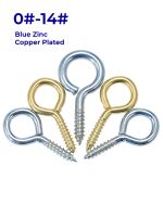 0#-14# Blue Zinc Copper Plated Closed End Light Hook Screws O Ring Hooks Sheep Eye Hook Self-tapping Screws Eye Screws Bolts Nails Screws  Fasteners