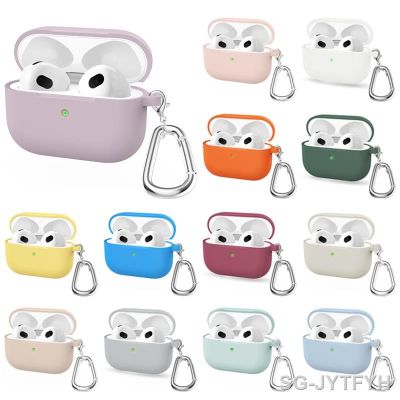 Silicone Cover For AirPods 3 Case Wireless Earphones Funda Accessories For Air Pods 3 Anti-fall Anti-lost Cover With Carabiner