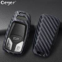 gthrrftdb Ceyes Car Styling Carbon Fiber Smart Cover Case For Audi A4 New A4L A5 A6L QT S5 S7 Q7 TTS Auto Protection Key Shell Accessories