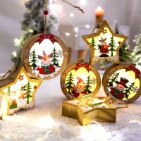 Christmas Decorations Led Light Wooden Pendant Navidad Christmas Tree Decoration Hanging Ornaments for Home Xmas New Year 2022