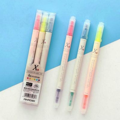 3pcs/set Double-headed Fluorescent Pen Candy Color Key Marker Pen Student Office Stationery Pen Childrens Birthday Gift