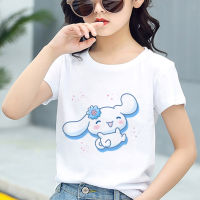 2023 NEWSanrio Cinnamoroll เด็กเสื้อยืด Kawaii เสื้อยืด H Ello K Itty การ์ตูนเสื้อผ้าลำลองอะนิเมะ Tee เด็กเสื้อผ้าสำหรับสาวๆเด็กท็อปส์