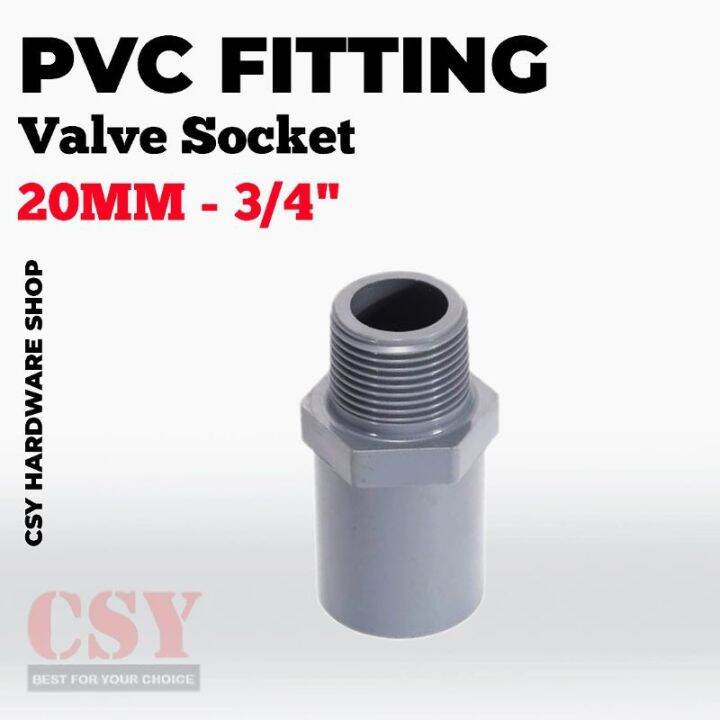 PVC Fitting Valve Socket 20mm (3/4'') / Soket Penyambung Paip PVC | Lazada