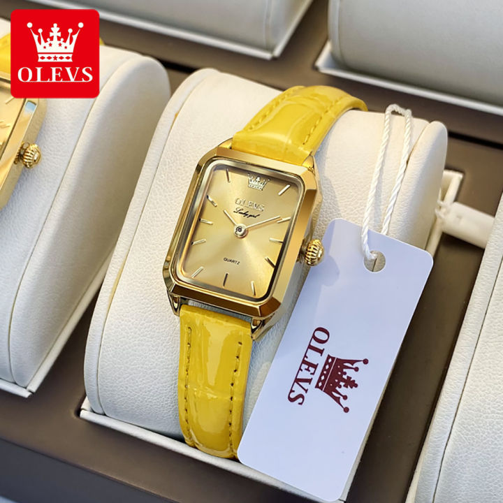 luxury-swiss-brand-olevs-gold-watch-for-women-original-square-dial-leather-strap-two-hand-watch