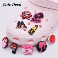 【Cute Deco】Lovely Pink (11 Types) Lipstick / High-heeled Shoes / Roses Charm Button Deco/ Cute Jibbitz Croc Shoes Diy / Charm Resin Material for DIY