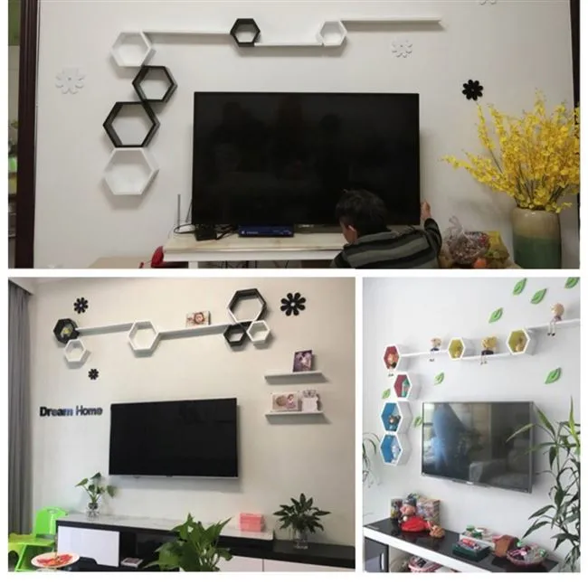 Wall racks, punch-free, living room TV, creative dining room, bedroom,  background wall cabinet, wall hanging, wall hanging. Lazada PH