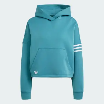 Adidas originals premium trefoil cropped hoodie in outlet green