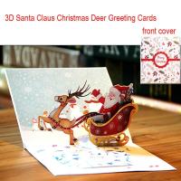 3D Pop Up Card Santa Claus Christmas Deer Holiday Merry Christmas Greeting Cards