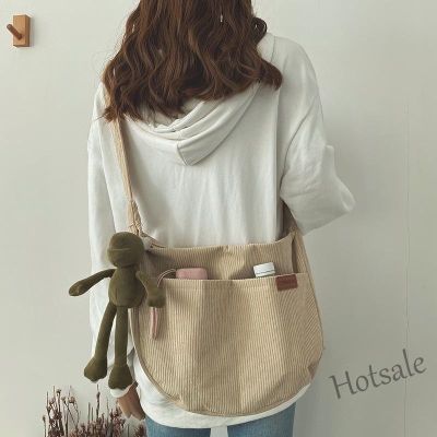 【hot sale】┋▥ C16 Retro Corduroy Shoulder Bag Multi Pocket Women Crossbody Bag Large Capacity Messenger Bag