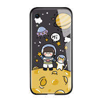 UCUC แก้วเคสโทรศัพท์ Huawei Y6 Pro 2019เด็กผู้หญิงการ์ตูนแมวหมีเปลือย NASA Galaxy Glossy กระจกเทมเปอร์กลับนุ่มขอบเคสใส่โทรศัพท์