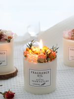 Scented Candles Soy Wax Aromatherapy Candles Smoke Free with Dried Flowers Romantic Wedding Party Home Decoration Exquisite Gift