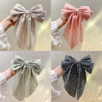 【YF】 Silk Ribbon Bow Hairpins Women Printed Floral Hair Clips Sweet Girl Bowknot Stain Barrettes Duckbill Clip Accessories