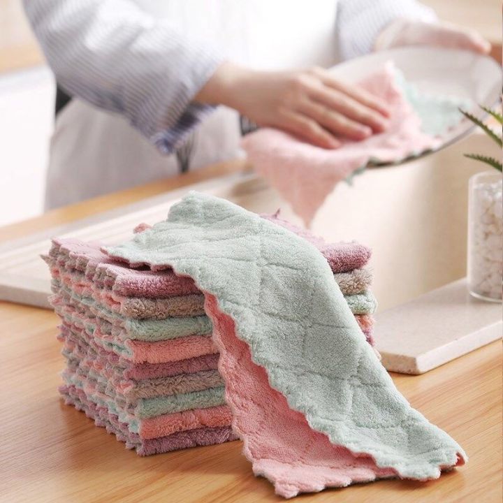 5pcs Kitchen Dish Cloths, Coral Fleece Microfiber Dish Towels