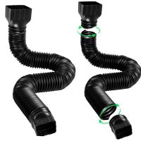 2 Packs Upgrade Rain Gutter Downspout Extensions 17In-59In Flexible Drain Downspout Extender with 2 Connectors (Black)