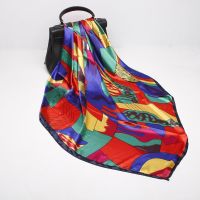 ✙ Fashion Scarves For Women Soft Silk Satin Shawl Scarf Female Picasso Painting Abstract Print Hijab Scarfs For Ladies Girl90x90cm