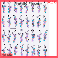 Family Flower Flash Sale 1แผ่นดอกไม้ผีเสื้อสติกเกอร์เล็บหลังกาวดอกไม้เล็บสติ๊กเกอร์