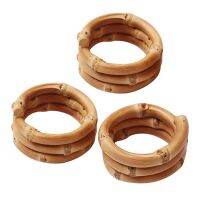 12 Pack Home Dinner Table Serviette Buckles Eye-Catching Round Bamboo Husk Table Decoration Napkin Rings for Wedding