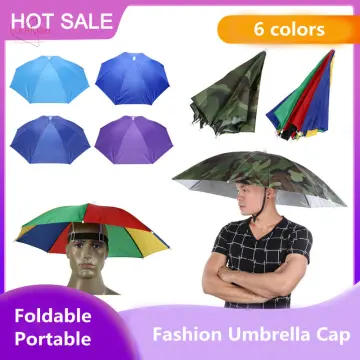 Umbrella Hat Portable Fishing Umbrella Foldable Outdoor Sun Shade  Waterproof Camping Headwear Cap Beach Head Hats