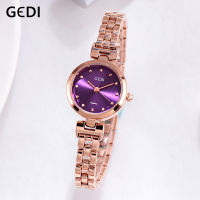 GEDI Purple Elegant Dress women watches Luxury Rose gold Ladies Quartz Watch Stainless Steel Band Womens Wristwatch reloj mujer