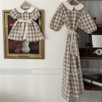 (KTL)Summer Mother-daughter Dress Girl Korean Doll Collar Bow Belt Parent-child Dress  Mommy and Daughter Matching Clothes