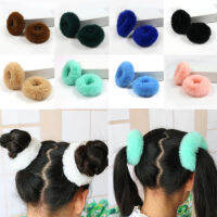 Wyoutong เครื่องประดับวงเชือกน่ารัก Furry Scrunchie Fluffy Faux Fur Hair Ring Elastic