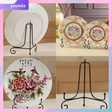 1PC Plate Display Stand Picture Easel Metal Plate Stands Holder Display  Pictures Frame Photo Decorative Plate Dish Tabletop Arts