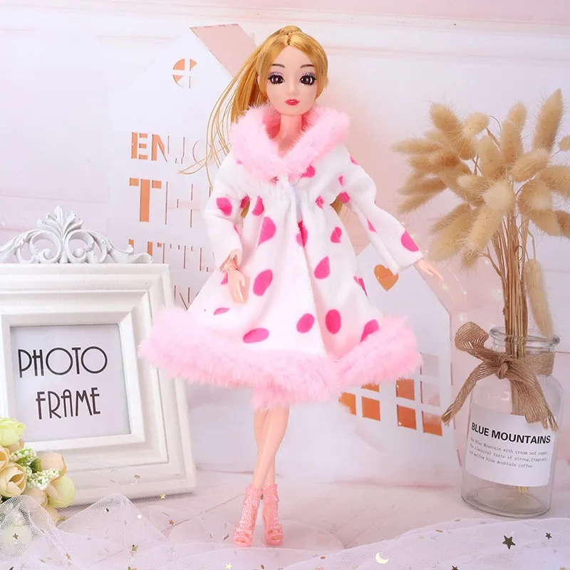 Barbie Princess Fur Coat Dress Accessories Clothes for Barbie