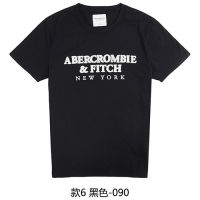 Abercrombie Fitch เสื้อยืดสำหรับทั้งหญิงและชายคอกลมแขนสั้นผ้าคอตตอนแขนเสื้อครึ่งคอ