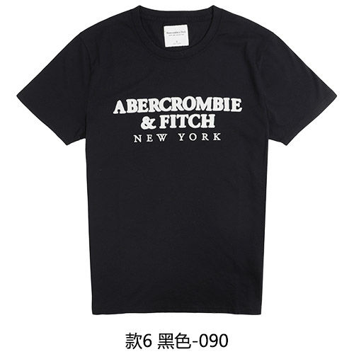 abercrombie-amp-fitch-เสื้อยืดคอกลมแขนสั้นผู้ชายแขนเสื้อครึ่งคอ